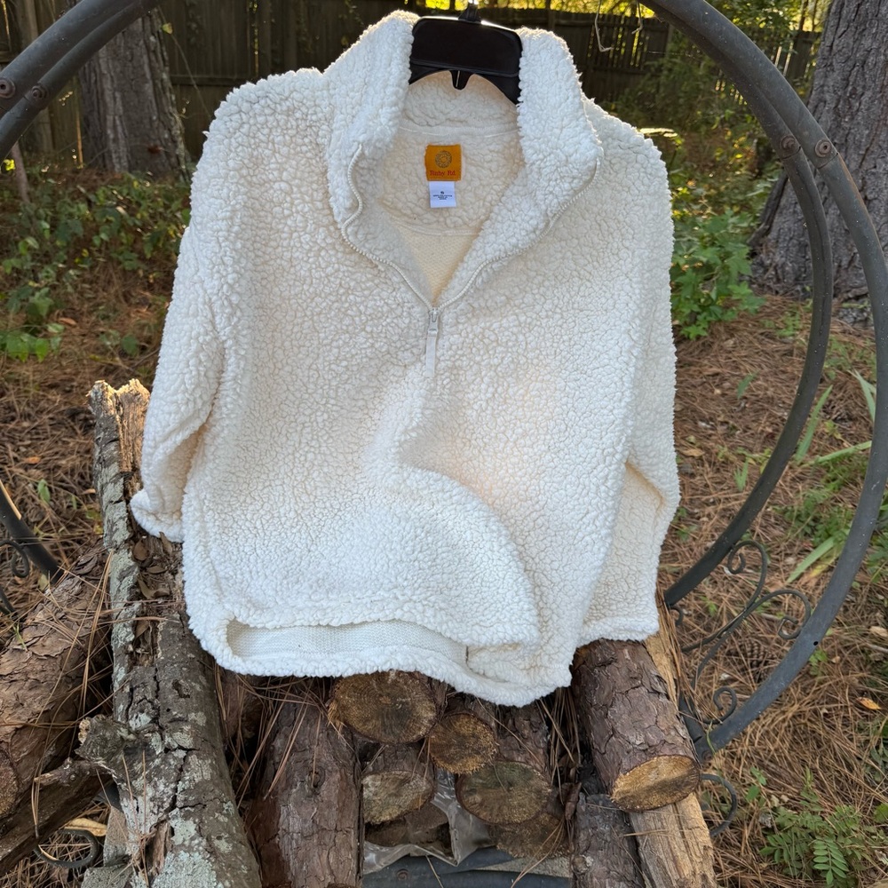 Ruby Rd. Off-White Sherpa V-Neck Sweater